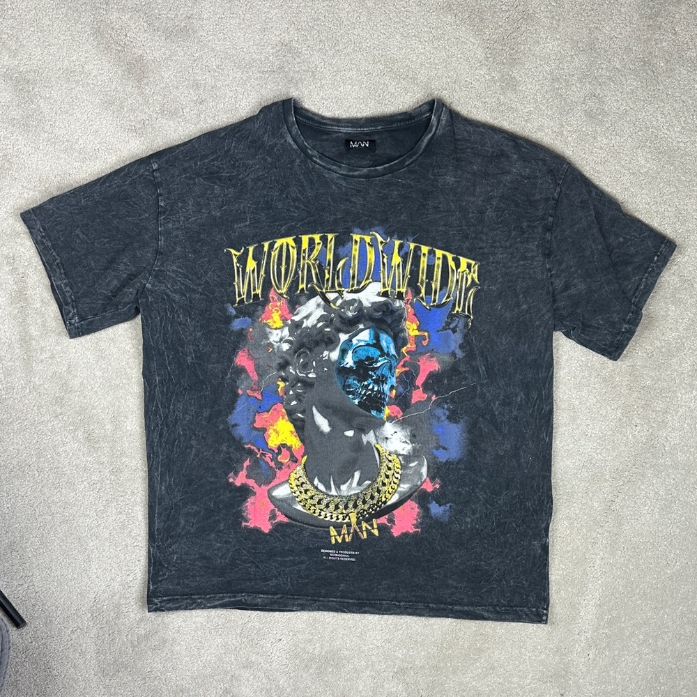 Boohoo Mens Black Graphic Short Sleeve Tee